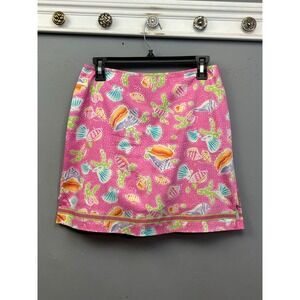 Beachy Skort Womens 4 Pink Seashell Print Mini Coastal Preppy Vacation Nautical